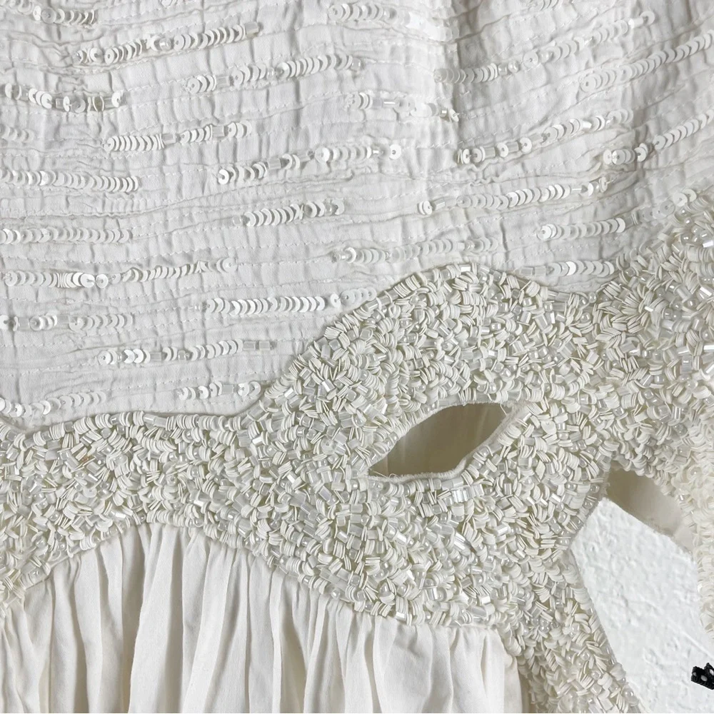 Aje Catara Sequin Cut Out Midi Dress White Small - Picture 5 of 10